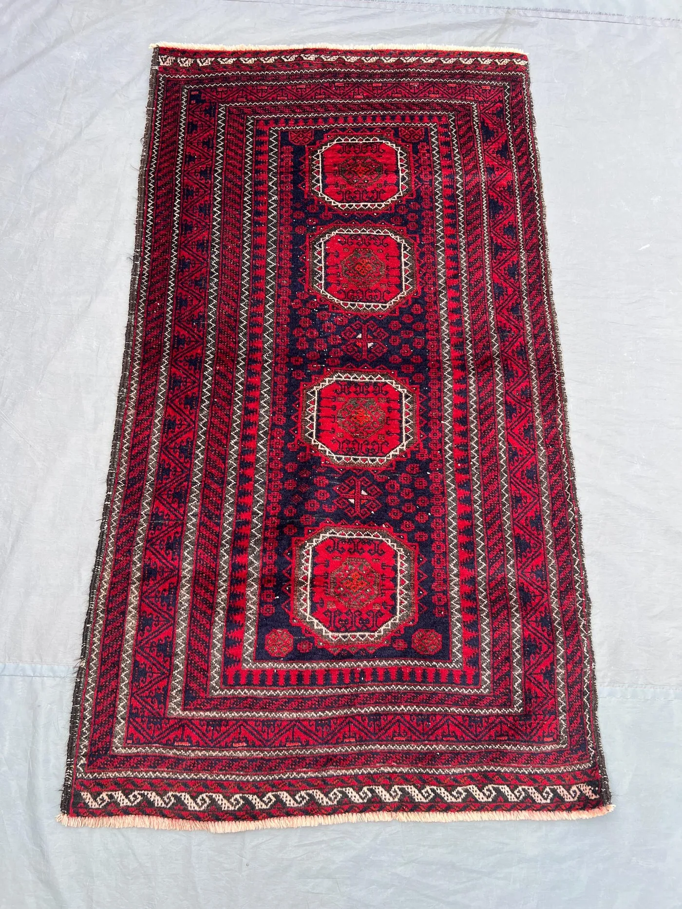 2'8 x 5 ft Vintage Afghan Baluchi Rug, Hand Knotted Wool Carpet, Tribal Oriental Accent, Rare One-of-a-Kind Bohemian Rug Decor, Kids Rug