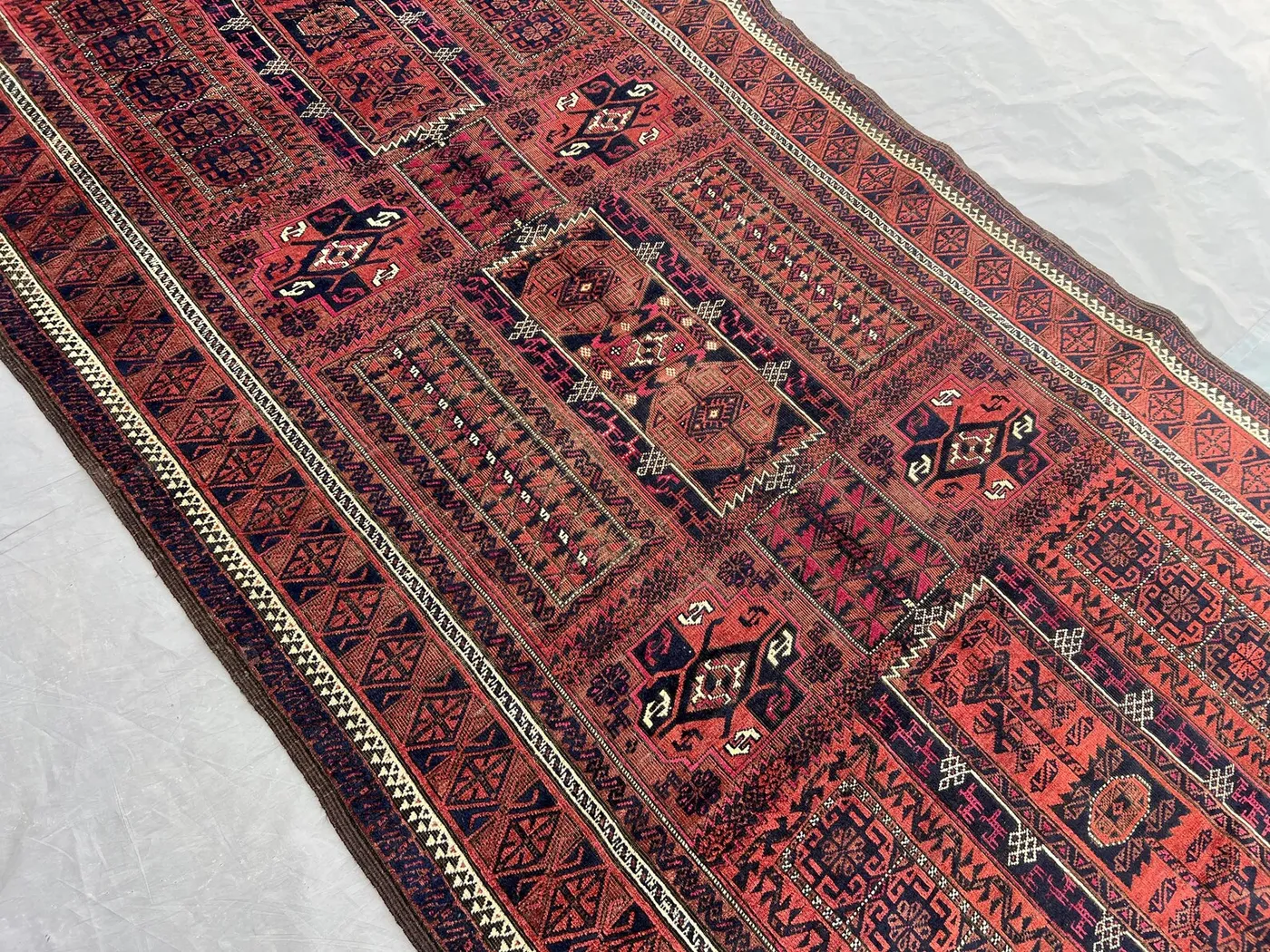4'2 x 8'2 ft Antique 1900s Rug, Afghan Baluchi Rug, Hand Knotted Tribal Carpet, Soft Pile Geometric Oriental Rare Rug, Vintage Area Rug