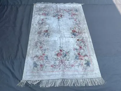 4 x 6 ft Turkish hand knotted vintage silk pile rug floral balochi design, soft texture top quality handmade r