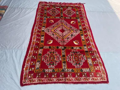 5 x 8 ft Afghan Baluchi Rug, Hand Knotted Wool rug, Vintage Full Pile Tribal Design, Rare One of a Kind Orient