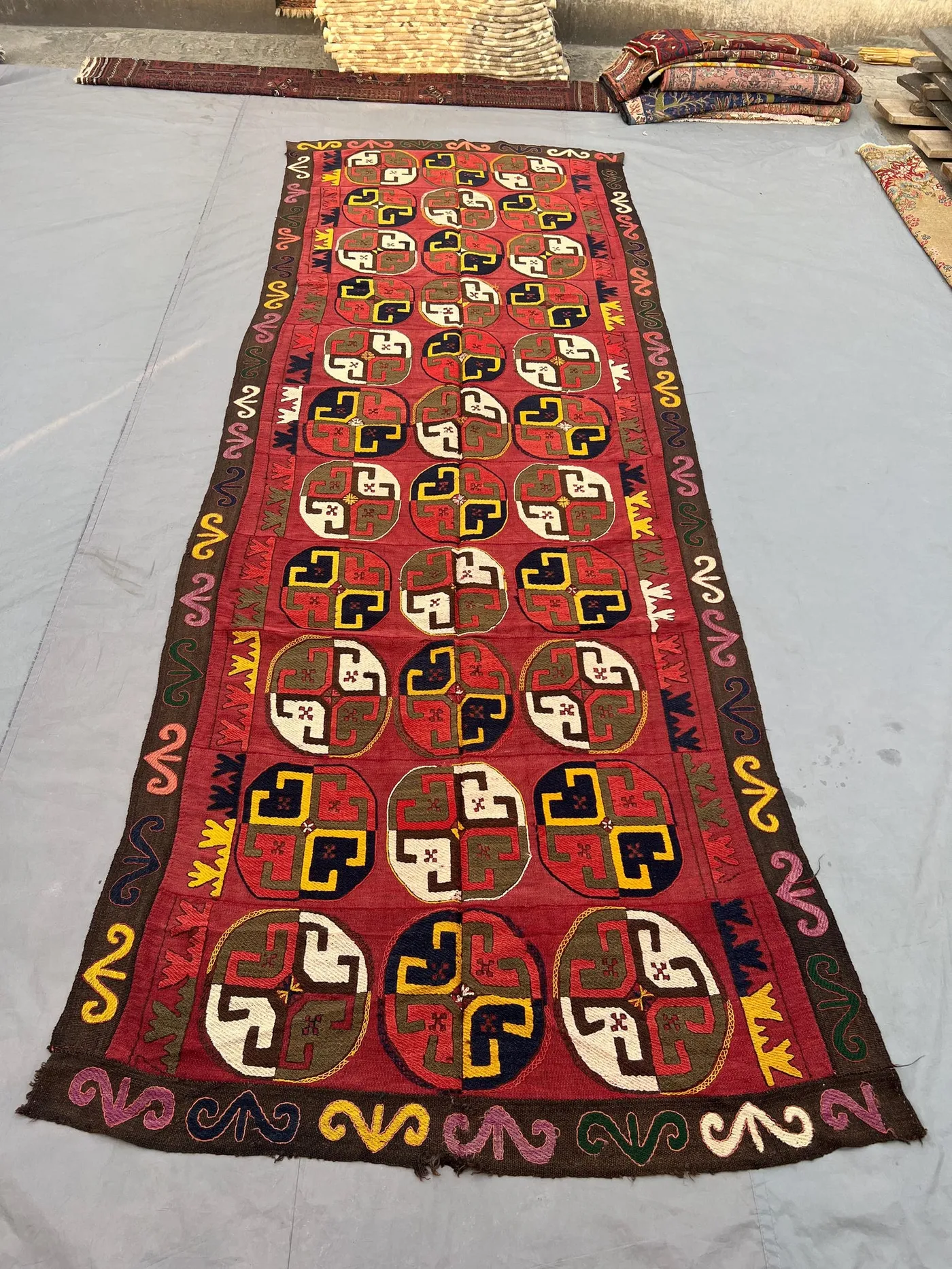 5 x 13 ft Afghan Handwoven Vintage Maimana Kilim Runner Flat Weave Colorful Tribal Long Hallway Rug One Of A Kind rug | Bedroom decor rug