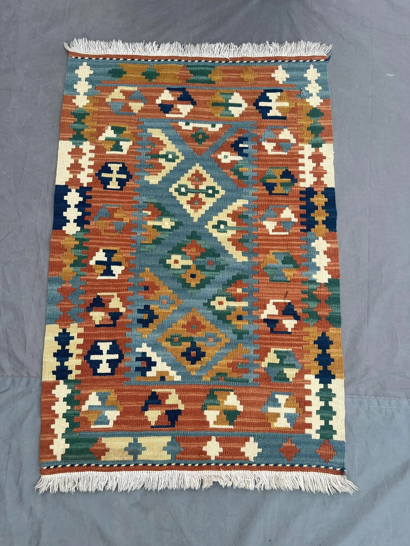 2 x 3 ft Afghan Hand-Woven Modern Flat Weave Rug, Unique Maimana Design, Luxury Area Decor | Living room & Bedroom decor rug