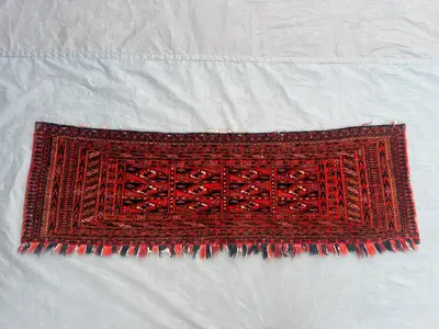 1.2 x 3.11 ft Afghan Hand-Knotted Vintage Turkoman Ersari Design Rug, Unique Soft Pile, Luxury One-of-a-Kind W