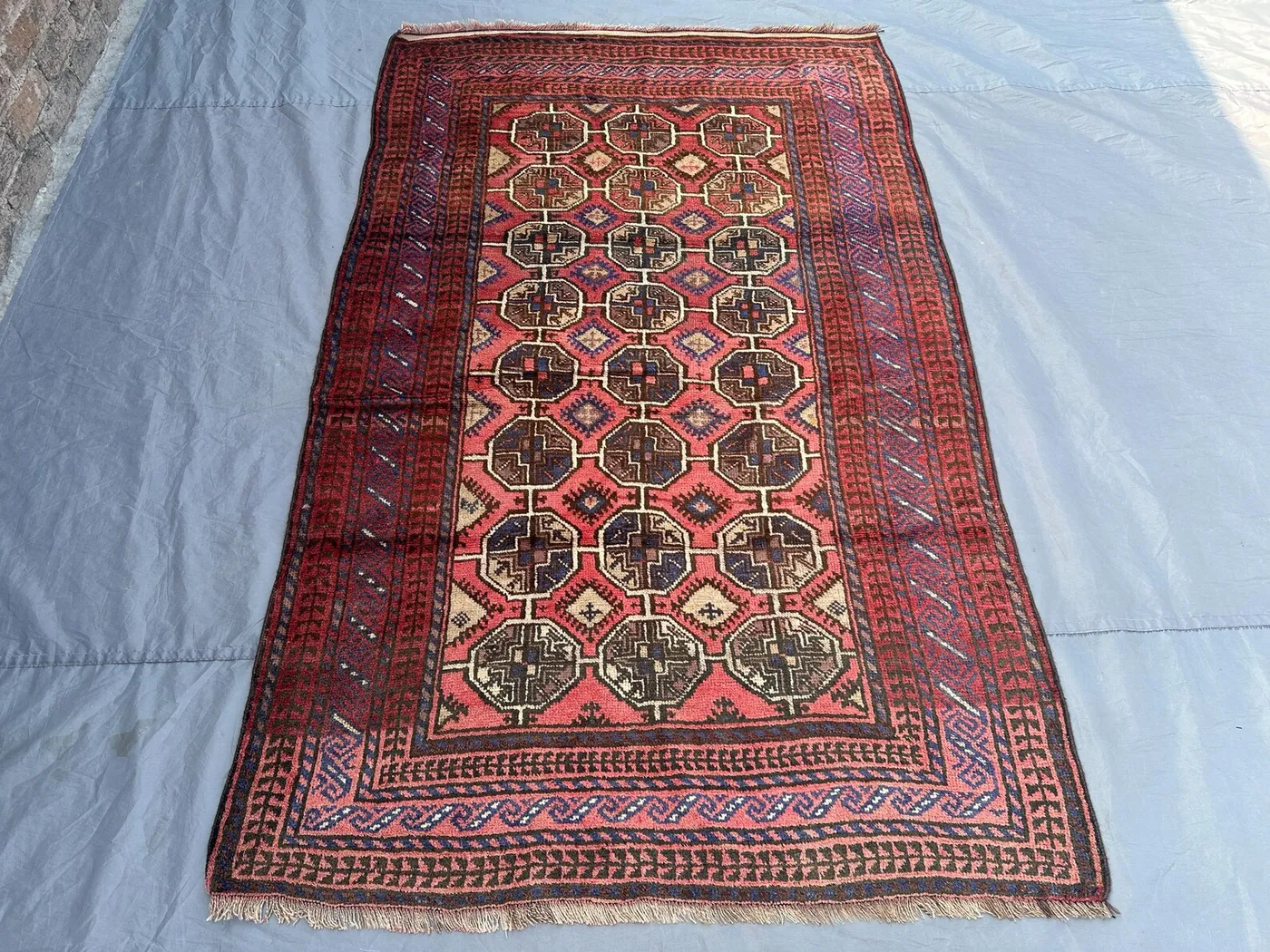 5x7 ft Vintage Afghan Hand Knotted Rug Turkoman Bokhara Dog Foot Design, Tribal rug Rare Oriental One of a Kind Area Rug | living room decor