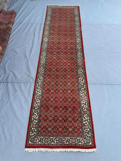 3x10 ft Vintage Afghan Hand Knotted Runner Turkish Inspired Caucasian Floral Design, Oriental Wool One of a Ki