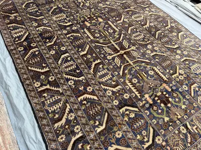7 x 10 Afghan Baluchi Oriental Rare Rug, Handmade Wool Carpet, Vintage Geometric Nomadic Design Rug, Large Tri
