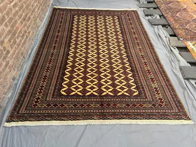 6'11 x 9'7 ft Vintage Afghan Baluchi Rug, Zahir Shahi Design, Handmade Oriental Wool Carpet, Rare Nomadic Trib