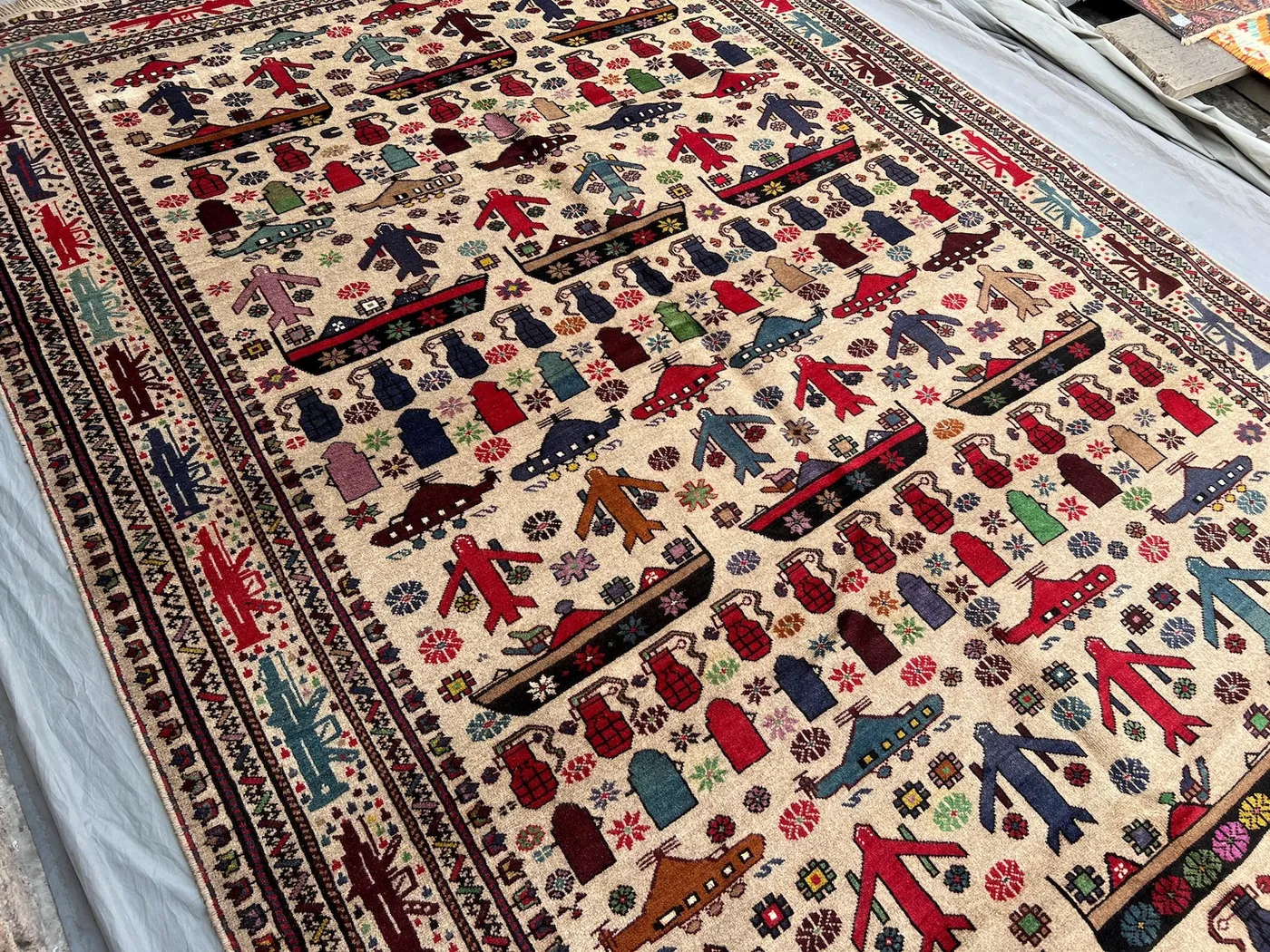 7x10 Vintage Afghan Baluchi War Rug, Handmade Wool Oriental Carpet, Rare Tribal Art Design, Collectible Area Rug Décor, Living Room Rug