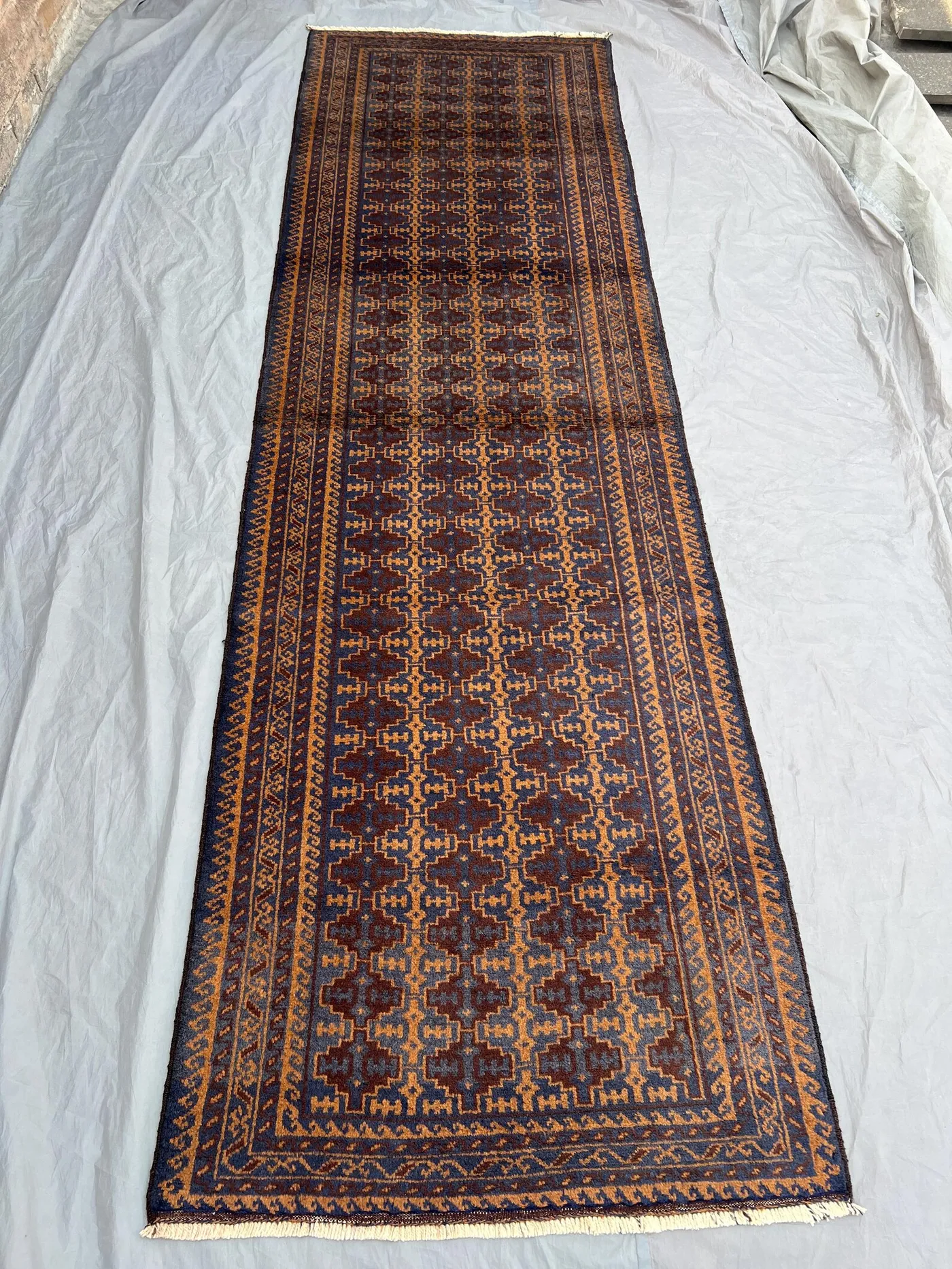 Afghan Baluch Runner Rug 3'x10'2 ft Handmade Wool runner rug, Traditional Turkmen Tribal Hallway Rug, Vintage Runner Rug moroccan runner Rug
