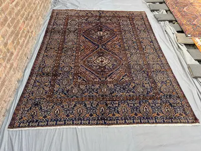 7x9 Antique Afghan Baluchi Oriental Rug, Hand-Knotted Wool Carpet, Nomadic Art Tribal Design, Rare Vintage Are