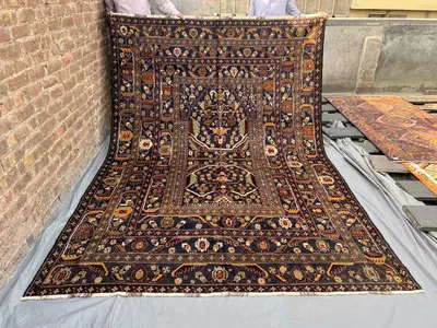 6'7 x 9'9 ft Vintage Afghan Baluchi Rug, Handmade Wool Oriental Carpet, Rare Tribal Nomadic Design, Fine Quali