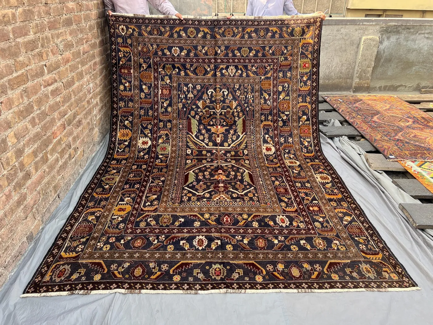 6'7 x 9'9 ft Vintage Afghan Baluchi Rug, Handmade Wool Oriental Carpet, Rare Tribal Nomadic Design, Fine Quality Antique Style  Bedroom Rug