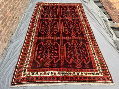 5.8 x 9.9 Ft Antique Afghan Baluchi Rug, Handmade Wool Moroccan Style Carpet, Rare Tribal Design, Soft Pile Vi