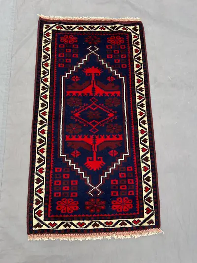 2 x 3'6 ft Afghan Hand-Knotted Vintage Soft Pile One-of-a-Kind Small Area Rug Turkoman Ersari Design Tribal Wo