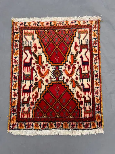 1.9 x 2.1 ft Afghan Hand-Knotted Vintage Square Shaped Soft Pile One of a Kind Small Area Rug – Balochi Design