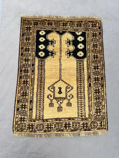 2 x 3 Afghan Hand Knotted Vintage Soft Pile One-of-a-Kind Small Area Rug Balochi Design Unique Tribal Home Dec