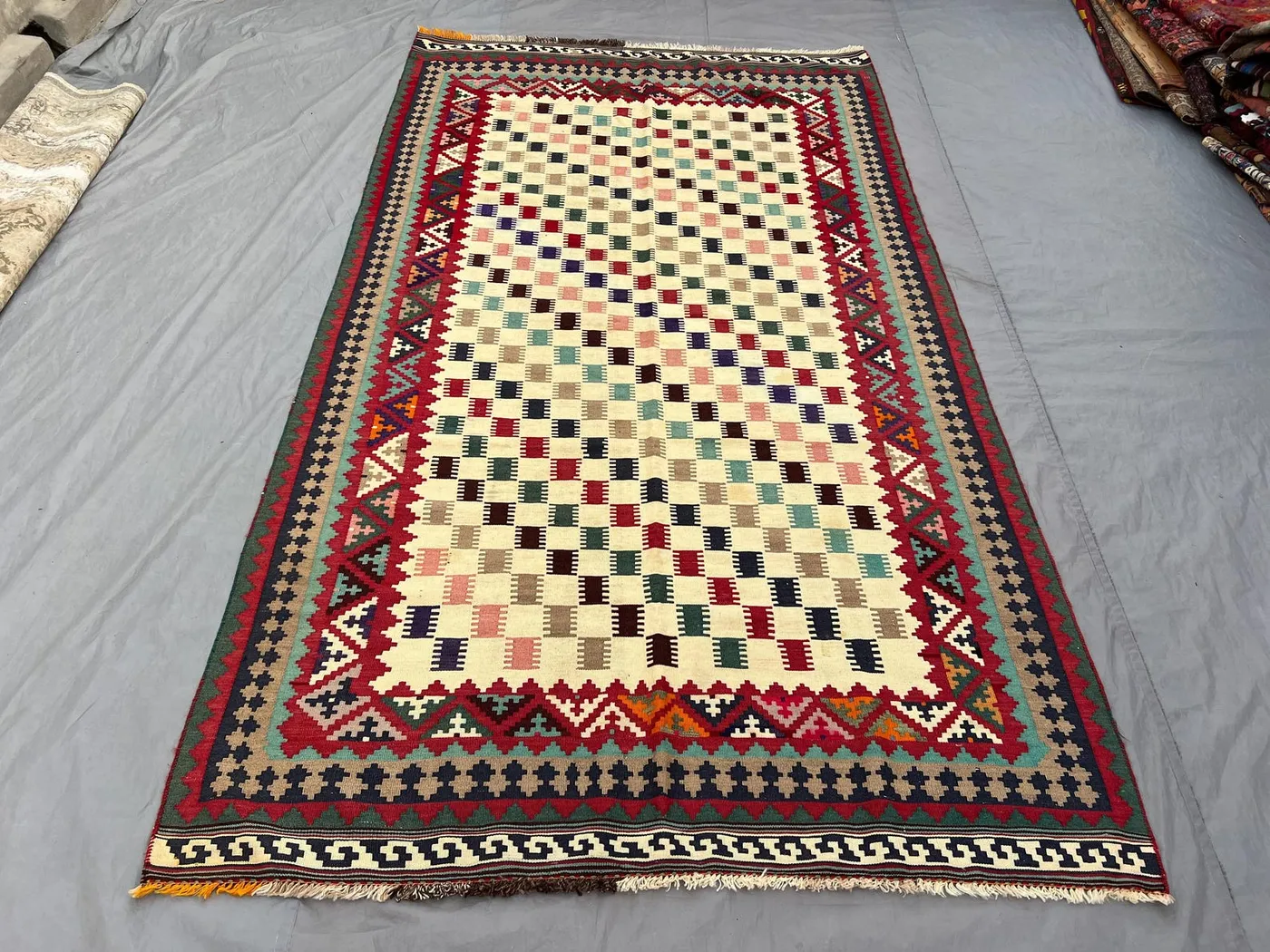 5 x 9 Afghan Hand-Woven Vintage Kilim Rug Soft Flat-Weave Maimana Design One-of-a-Kind Large Area Rug Tribal Wool rug | Bedroom decor