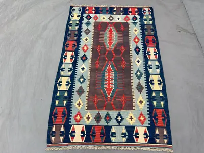 Afghan handwoven modern kilim 4 x 6 ft vintage flat weave one-of-a-kind small area tribal decor carpet maimana