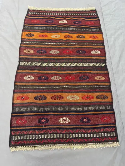 Afghan 3.4 x 5.9 ft Hand Woven Vintage Kilim One of a Kind Flat Weave Maimana Sumak Small Area Tribal Decor Ru