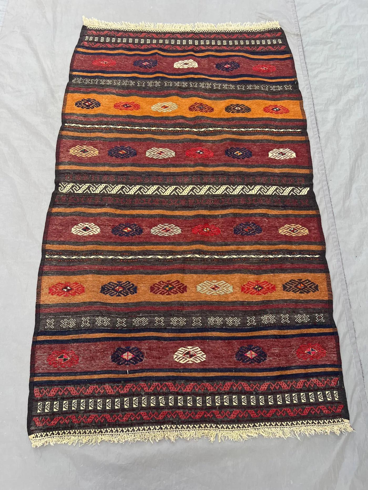 Afghan 3.4 x 5.9 ft Hand Woven Vintage Kilim One of a Kind Flat Weave Maimana Sumak Small Area Tribal Decor Rug