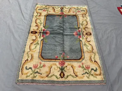 Hand Knotted Afghan Vintage Balochi Soft Pile Rug 4 x 6 ft Beautiful Floral Design in Natural Earthy Colors