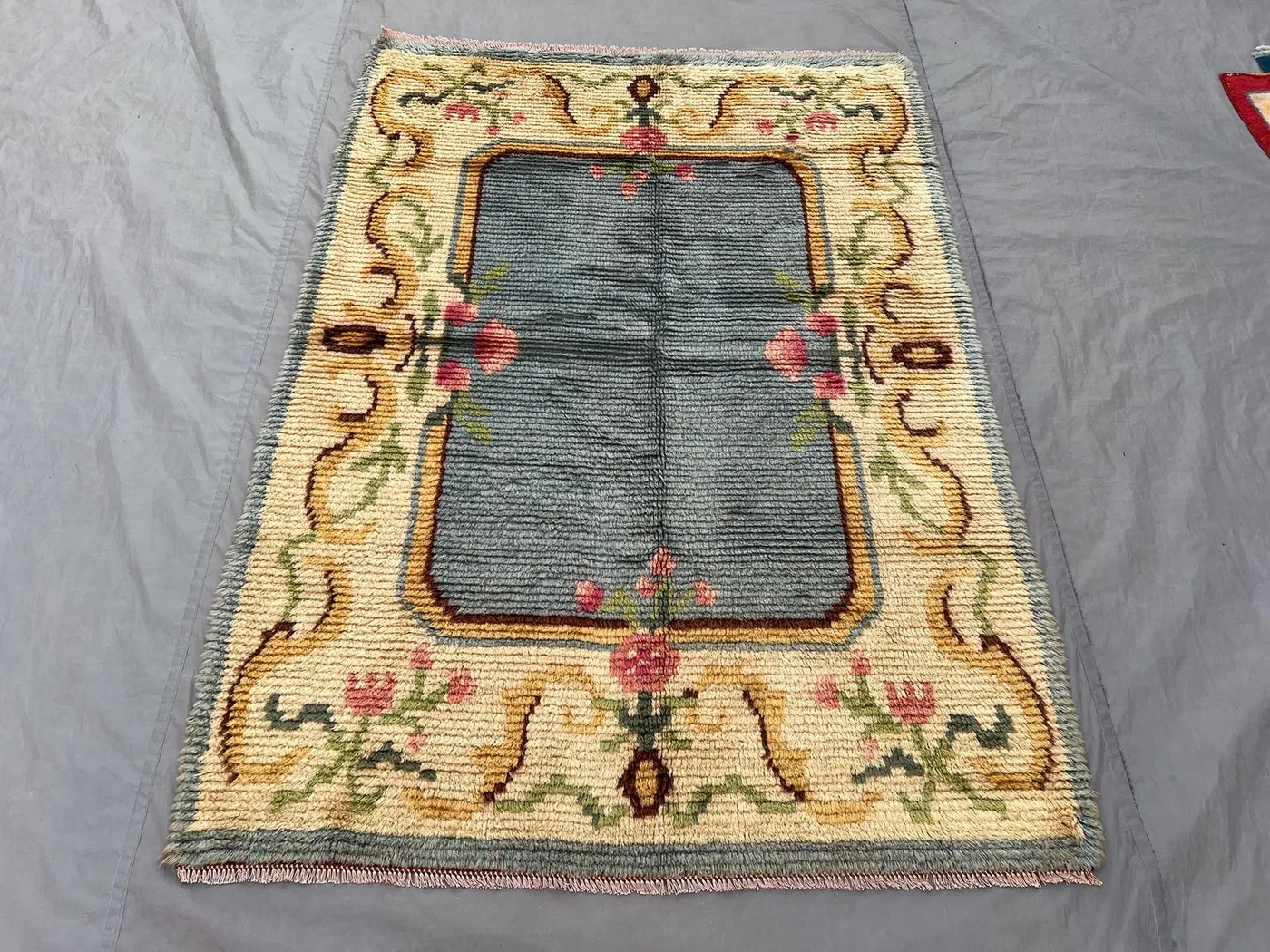 Hand Knotted Afghan Vintage Balochi Soft Pile Rug 4 x 6 ft Beautiful Floral Design in Natural Earthy Colors