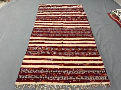 Afghan Hand Woven Kilim 5 x 9 ft Vintage Flat Weave One of a Kind Large Area Herat Design Tribal Boho Wool Dec