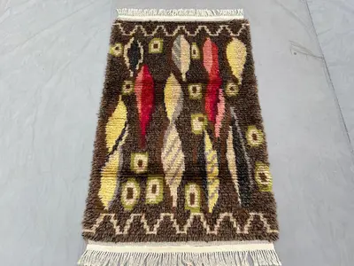 3 x 5 ft Afghan hand knotted vintage full soft pile moss rug one-of-a-kind small area decor carpet in rich mul