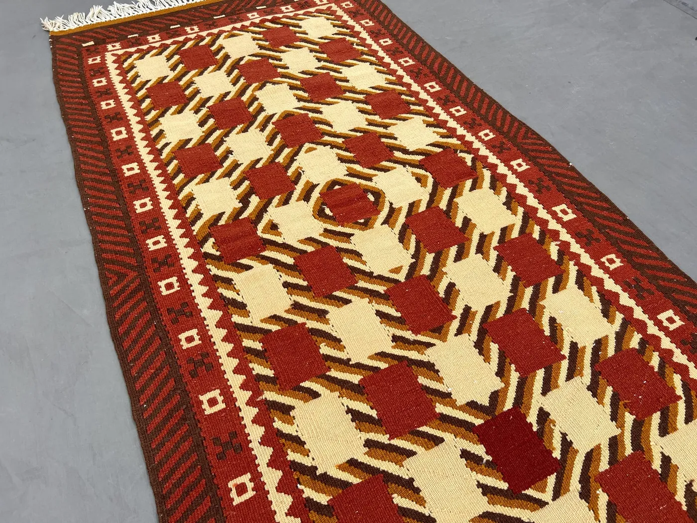 Afghan Hand Woven Vintage Kilim 2.2 x 4.5 ft One of a Kind Flat Weave Tribal Faryab Small Area Boho Decor