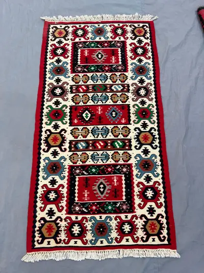 3 x 5 ft Afghan hand woven modern flat weave kilim one of a kind small area rug, geometric tribal balochi desi