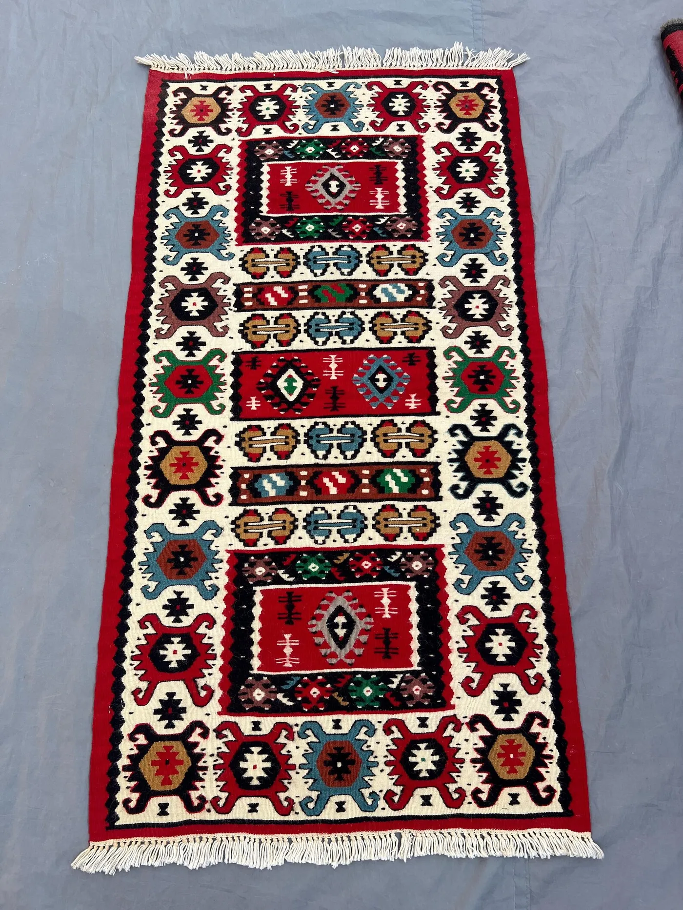 3 x 5 ft Afghan hand woven modern flat weave kilim one of a kind small area rug, geometric tribal balochi design