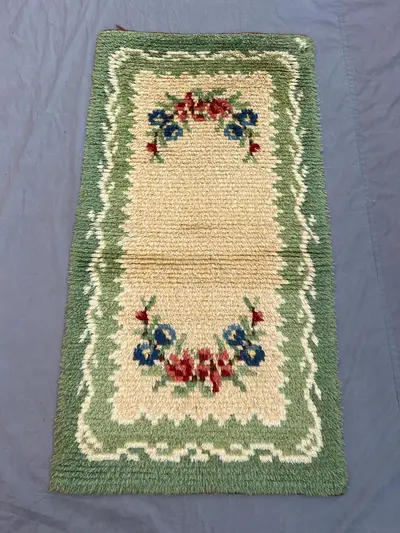 Afghan 3 x 5 ft hand knotted vintage moss rug soft pile floral small area rug unique balochi design, one-of-a-