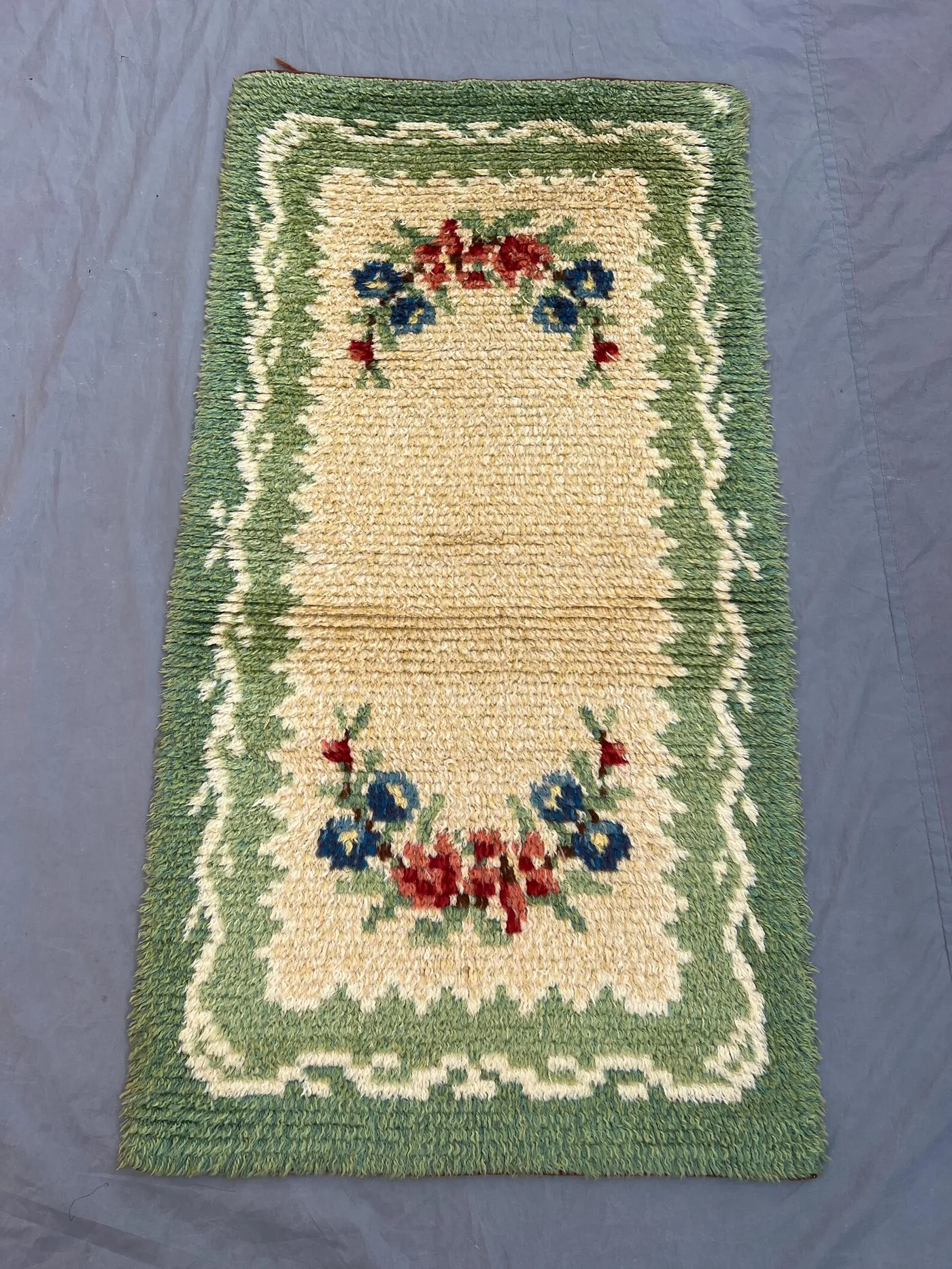 Afghan 3 x 5 ft hand knotted vintage moss rug soft pile floral small area rug unique balochi design, one-of-a-kind decor