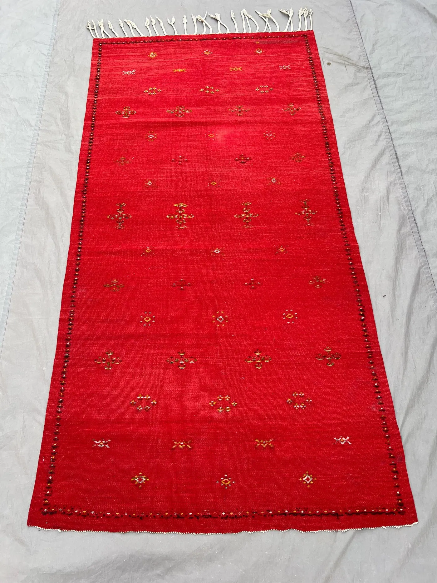 4 x 7 ft Afghan Hand Woven Vintage Flat Weave Kilim | One-of-a-Kind Red Room Decor | Maimana Design