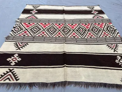 5 x 5 ft Afghan hand woven vintage flat weave kilim one of a kind square tribal area decor maimana design