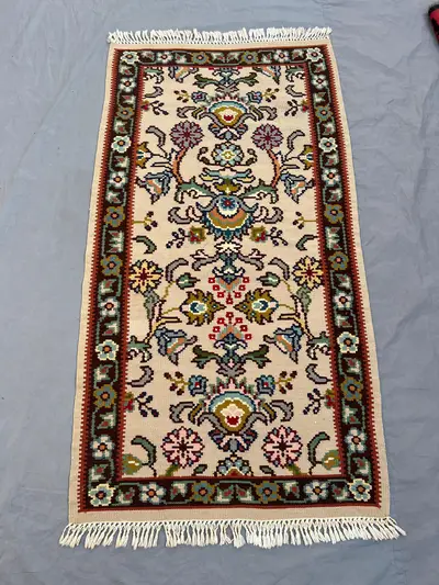 Afghan handwoven vintage kilim 3 x 5 ft unique flat weave small area Rug floral maimana tribal design, one-of-