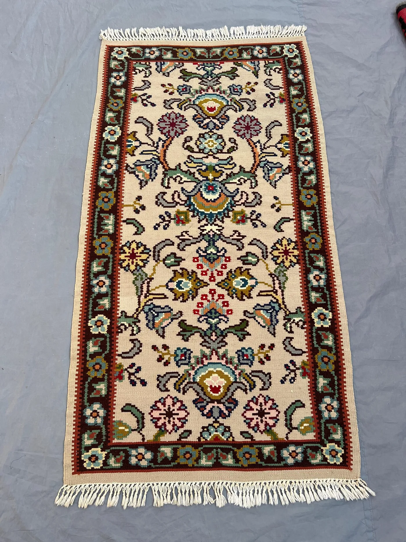 Afghan handwoven vintage kilim 3 x 5 ft unique flat weave small area Rug floral maimana tribal design, one-of-a-kind decor