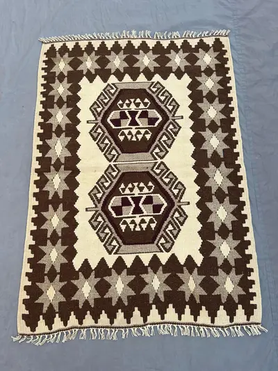 Afghan vintage hand woven kilim 3 x 4 ft one of a kind tribal maimana flat weave small area decor collectible 
