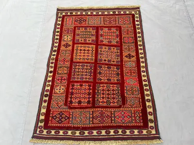Afghan Vintage 3 x 4 ft Handwoven Kilim One-of-a-Kind Small Area Decor, Traditional Geometric Mishwani Flat We