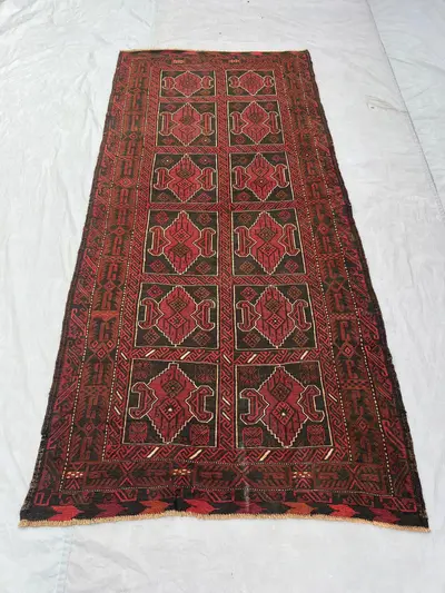 Afghan Vintage Flat Weave Kilim 4 x 9 ft Handwoven Runner One of a Kind Large Tribal Sumak Wide Hallway Decor