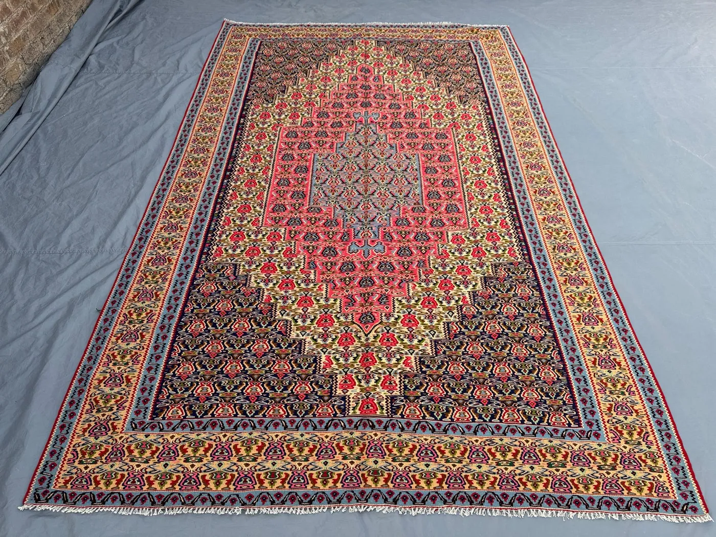 7 x 10 ft Turkish Handwoven Flat Weave Kilim – One-of-a-Kind Large Area Rug Turkish Inspired Caucasian Design | Living room & Bedroom decor