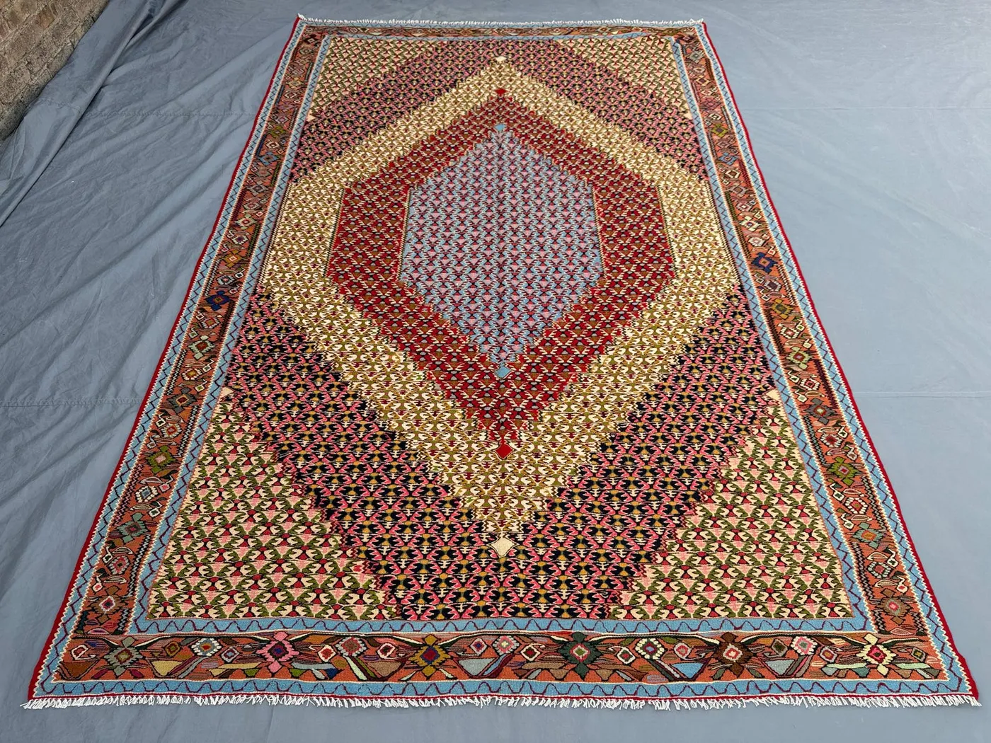 Handwoven Turkish Kilim 7 x 10 ft | Unique Anatolian Flat Weave Area Rug | One of a Kind | Vibrant Tribal Design | Large Home Decor Accent