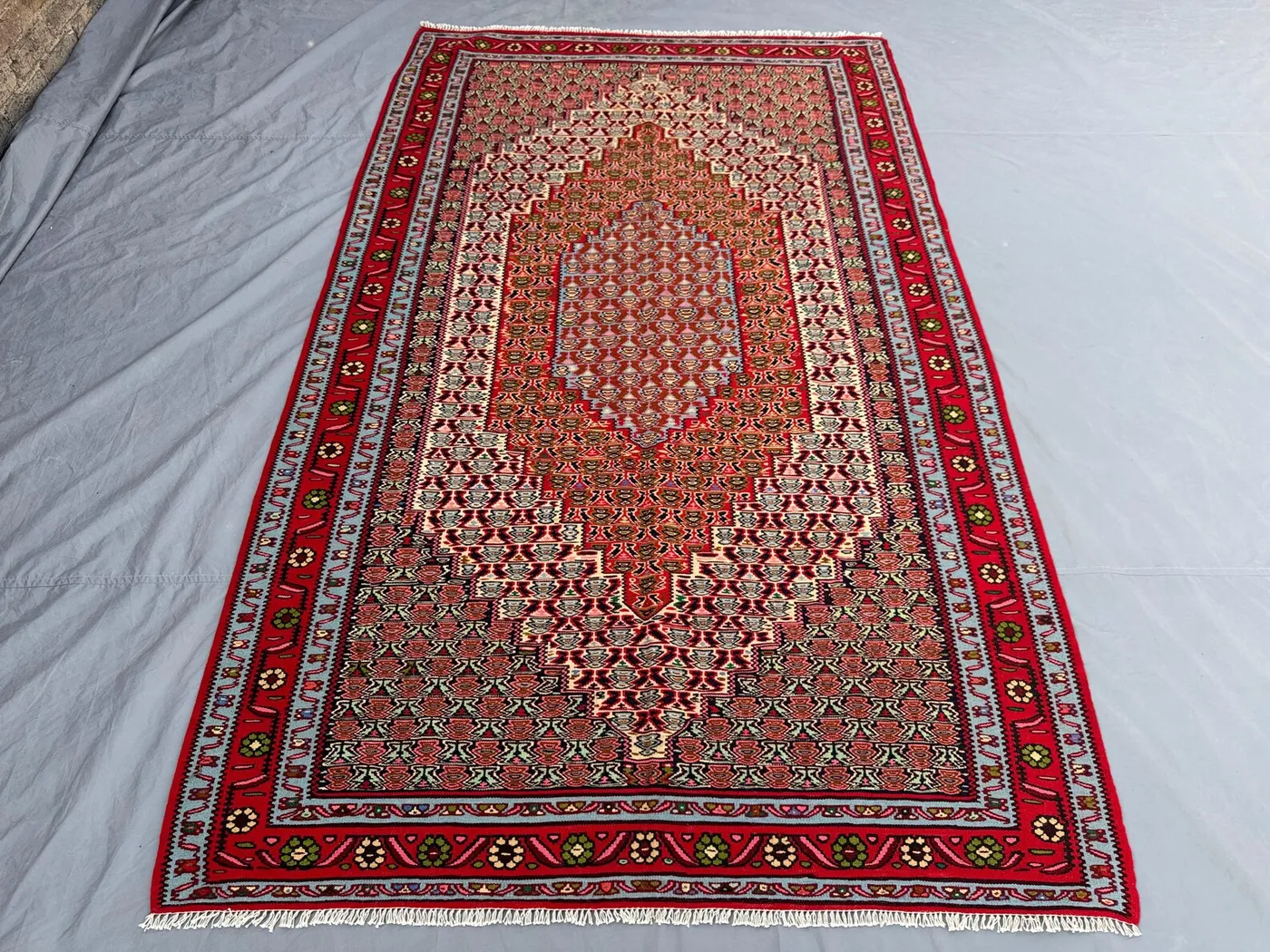 Vintage Turkish Kilim 5 x 9 ft | Handwoven Flatweave Anatolian Kilim | Red Boho Tribal Rug | One of a Kind | Living room & Bedroom decor