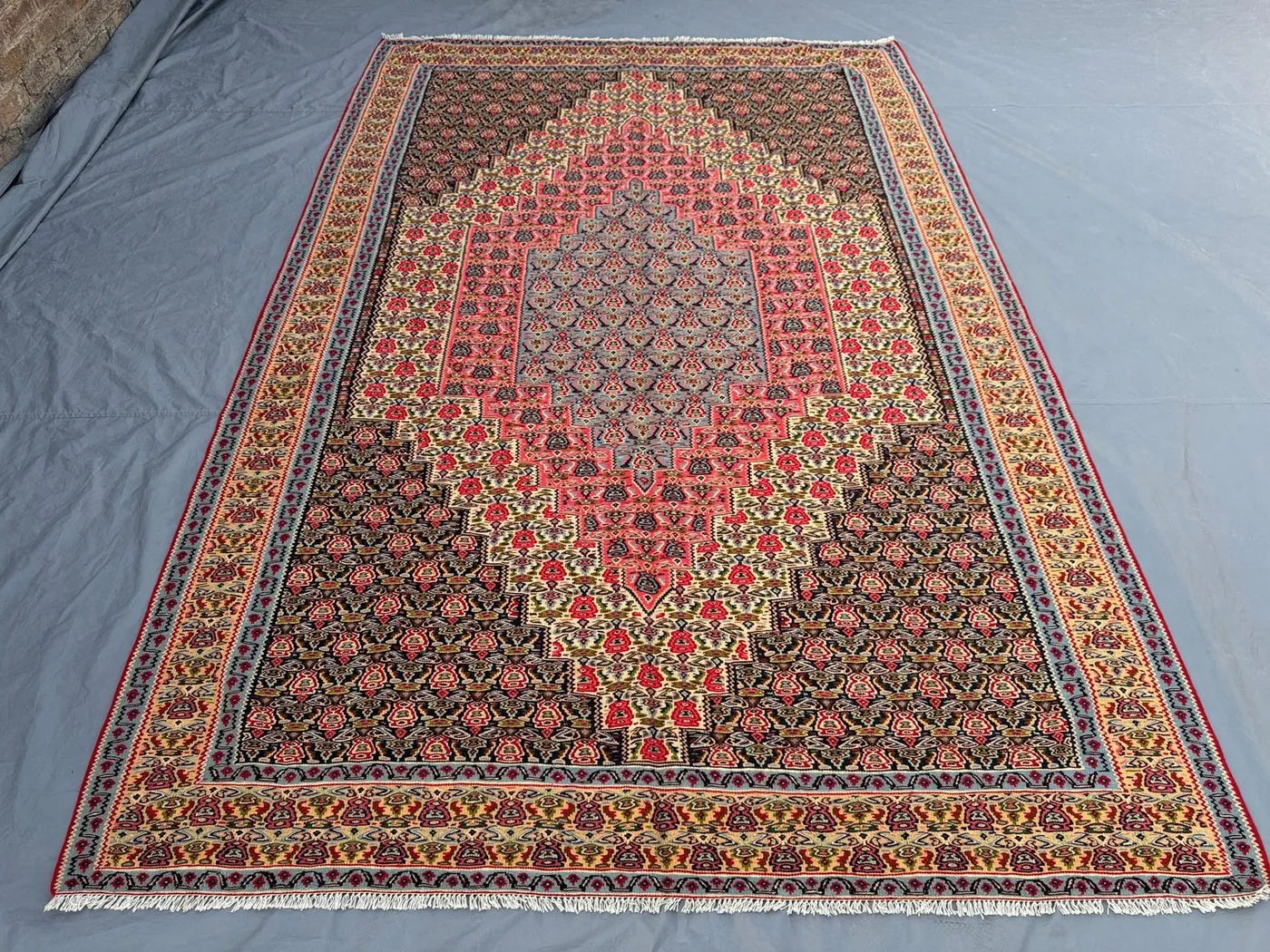 Handwoven Turkish Kilim - Vintage Anatolian Design 7 x 10 ft One of a Kind Large Area Rug Flat Weave Perfect for Living Room Boho Decor