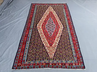 Handwoven Turkish Kilim - Vintage Caucasian Design 5 x 8 ft One of a Kind Flat Weave Large Area Rug Perfect fo