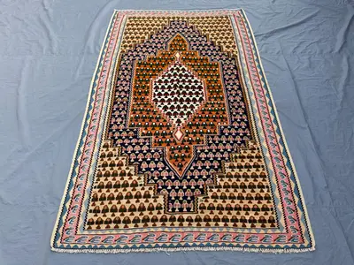 Handwoven Turkish Kilim - Vintage Anatolian Design 5 x 8 ft One of a Kind Flat Weave Large Area Rug Perfect fo