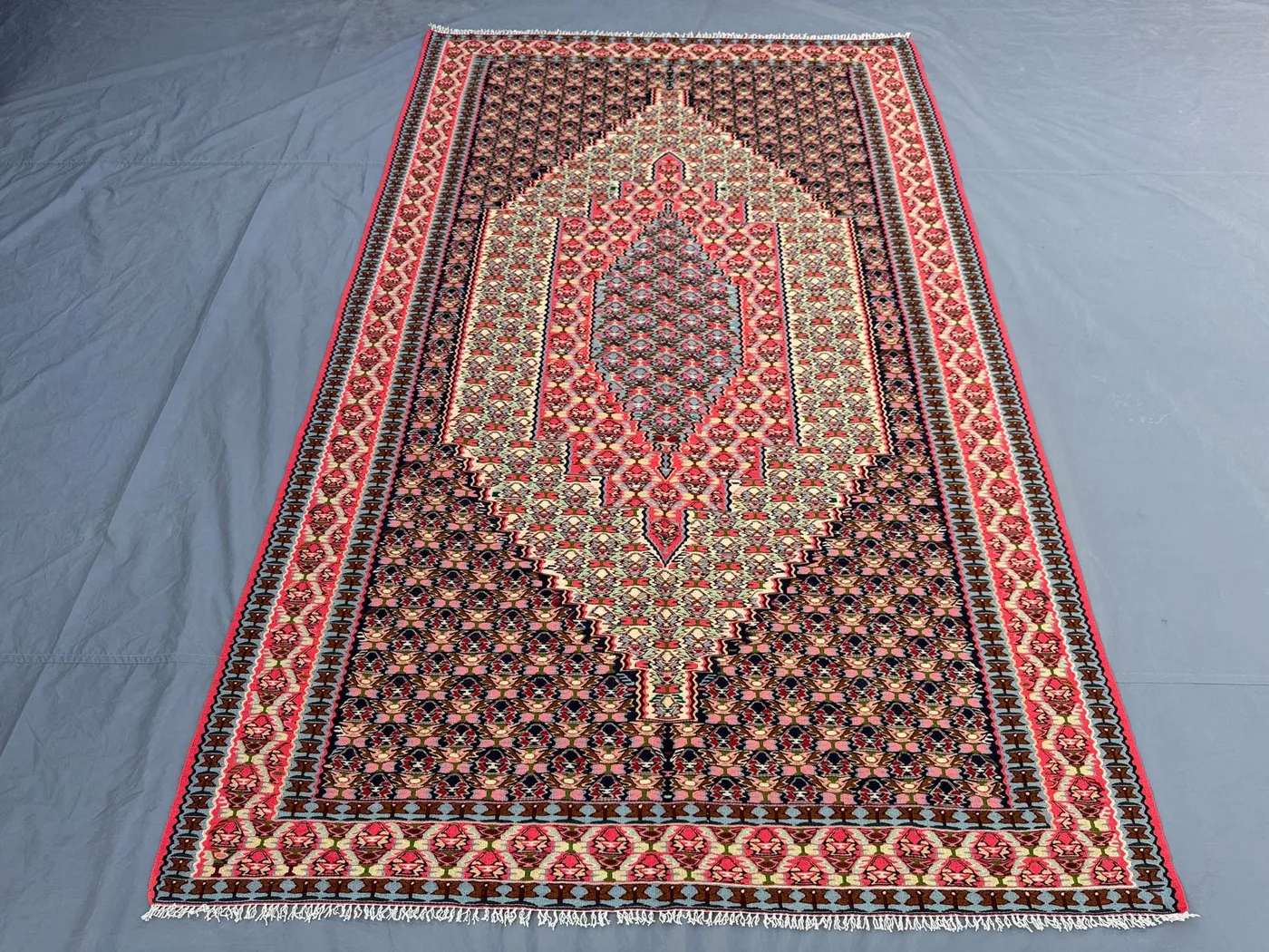 Handwoven Turkish Kilim - Vintage Anatolian Design 5 x 8 ft One of a Kind Flat Weave Large Area Rug Perfect for Living Room Boho Decor