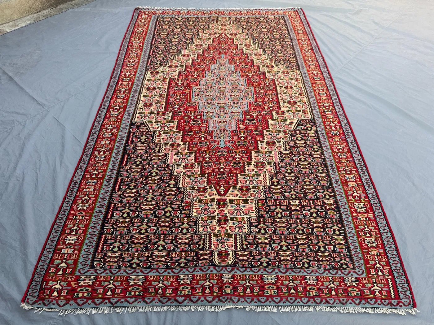 Turkish Handwoven Kilim | Vintage 6 x 11 ft | One-of-a-Kind Large Area Rug | Turkish Inspired Caucasian Design Flatweave Wool
