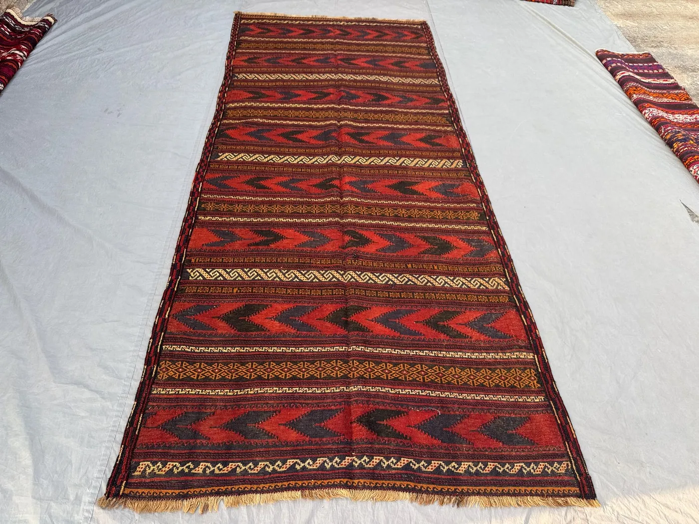 Afghan Hand-Woven Vintage Rug Soft Pile Maimana Design 5 x 11 ft One-of-a-Kind Large Area Rug for Home Boho Decor
