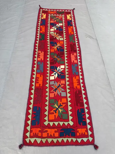 Afghan Hand-Woven Vintage Kilim Runner Flat-Weave Maimana Design 3 x 9 ft One-of-a-Kind Boho Home Decor